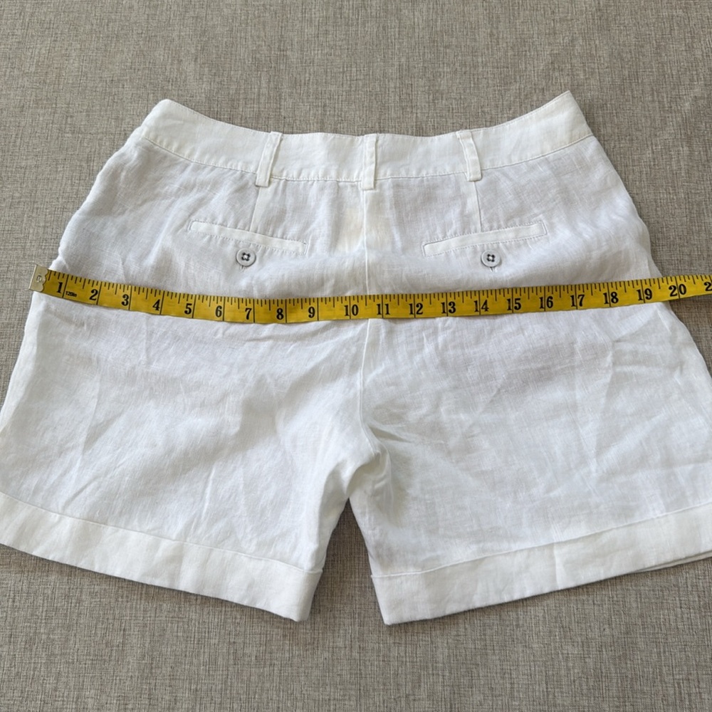 BODEN 100%‎ Linen Shorts White Folded Hem Women’s Size 4L pleated - Picture 9 of 12
